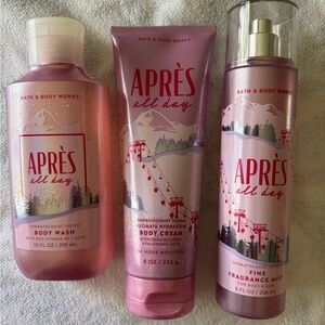 Bath & Body Works Après All Day Pink Metallic Body Wash, Cream & Fragrance Mist